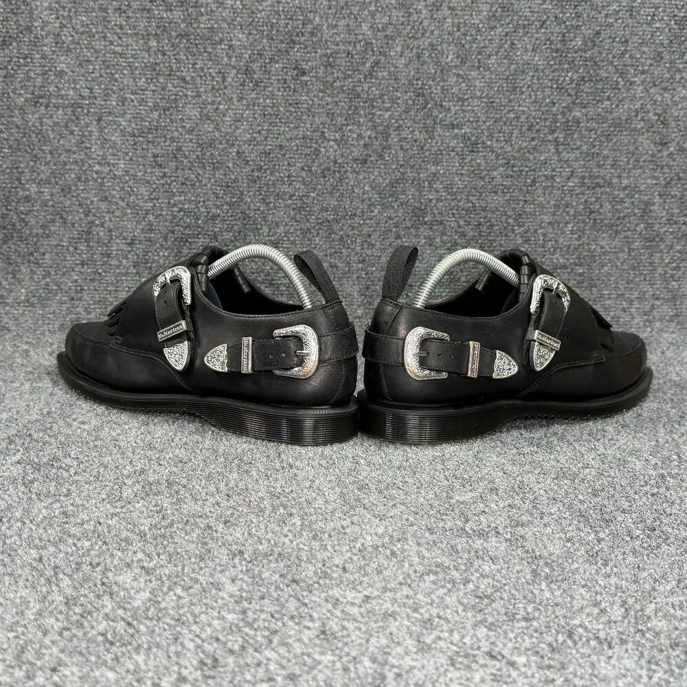 Dr. Martens Delylah Shoes‎ Women's 9 Black Leather Kiltie Silver Buckle Western